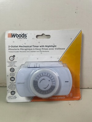 Woods Indoor 24-Hour Digital 2 Plug-In Timer & Nightlight