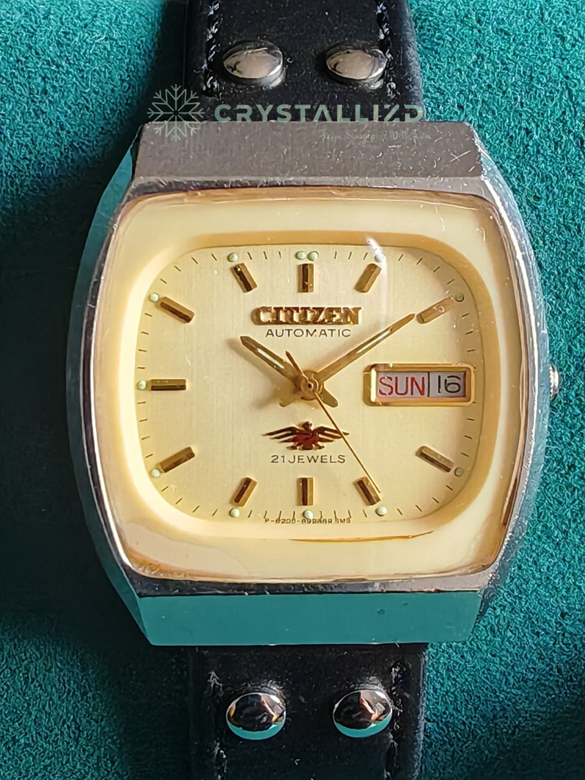 RARE VINTAGE GOLD 1970s CITIZEN EAGLE 7 TV DIAL 21 JEWELS
