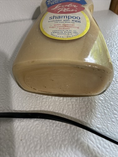 vintage 50s-60s Lanolin Plus Shampoo 16 oz glass bottle