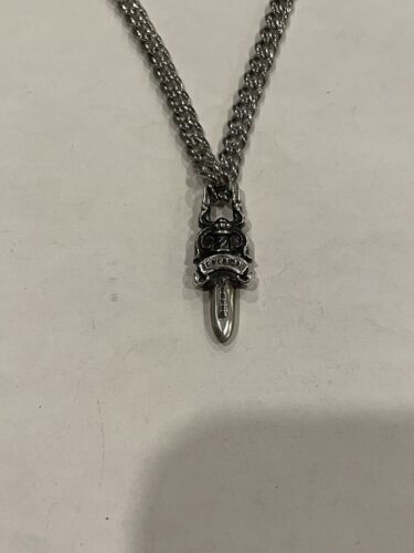 Chrome Hearts Dagger Pendant Cuban Link Chain Sterling Chrome Hearts Dagger Pendant Cuban Link Chain Sterling