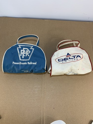 Vintage 60s 70s 80s Delta Airlines Railroad Toy Bag Lot Mini Toys Play set Penn