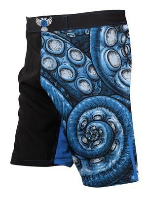 Raven Fightwear Men's Kraken Octopus MMA Shorts BJJ Blue 
