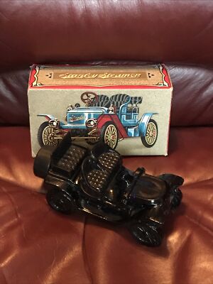 Vintage Avon Stanley Steamer Blue Glass Car Aftershave Cologne Bottle, Full 