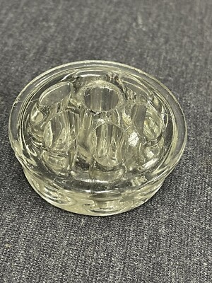 Large 2 1/2  Clear Glass Flower Frog for Flower Arrangements. 7 Holes & Footed
