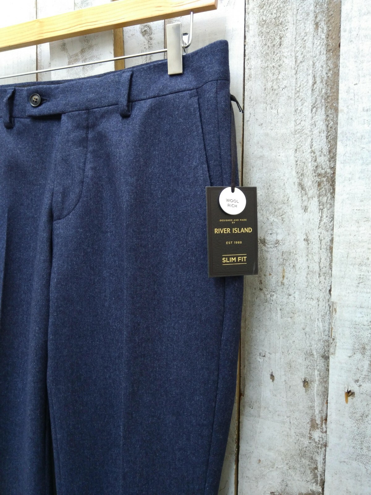 Брюки River Island Wool Navy Tailored 