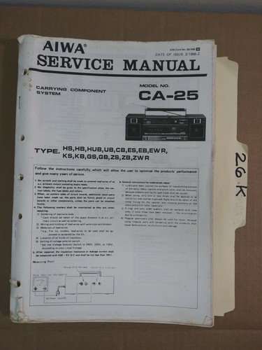 Aiwa service manual original repair book stereo boombox Aiwa service manual original repair book stereo boombox