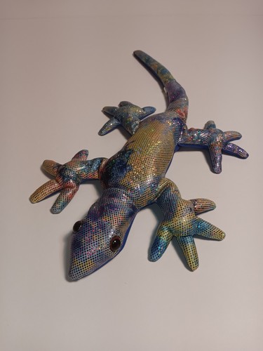 Vintage Rainbow Creatures Lizard Shiny Blue And Yellow Sand Filled Plush Toy 15