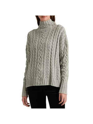 

RALPH LAUREN Женский серый эластичный текстурированный свитер в рубчик с длинными рукавами и воротником под горло