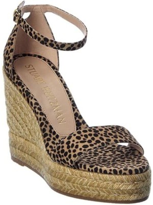 Женские бежевые леопардовые туфли на танкетке Floria на платформе 1-1/2 STUART WEITZMAN 10 C