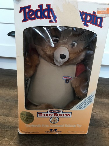 Teddy Ruxpin Bear In Box Complete 1985 Worlds of Wonder 3 Stories 3 Books TESTED