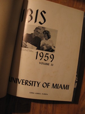 1959 Signed IBIS yearbook Univ. of Miami FL-Bill Miller All-American +ROTC Photo