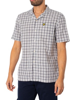 

Мужская рубашка с короткими рукавами и воротником в клетку Lyle - Scott, серая, Grey, SW1802V-W742