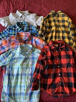 6 Youth Shirts Cat & Jack Medium 8/10 Long Sleeve Flannel Short Plaid Button Up
