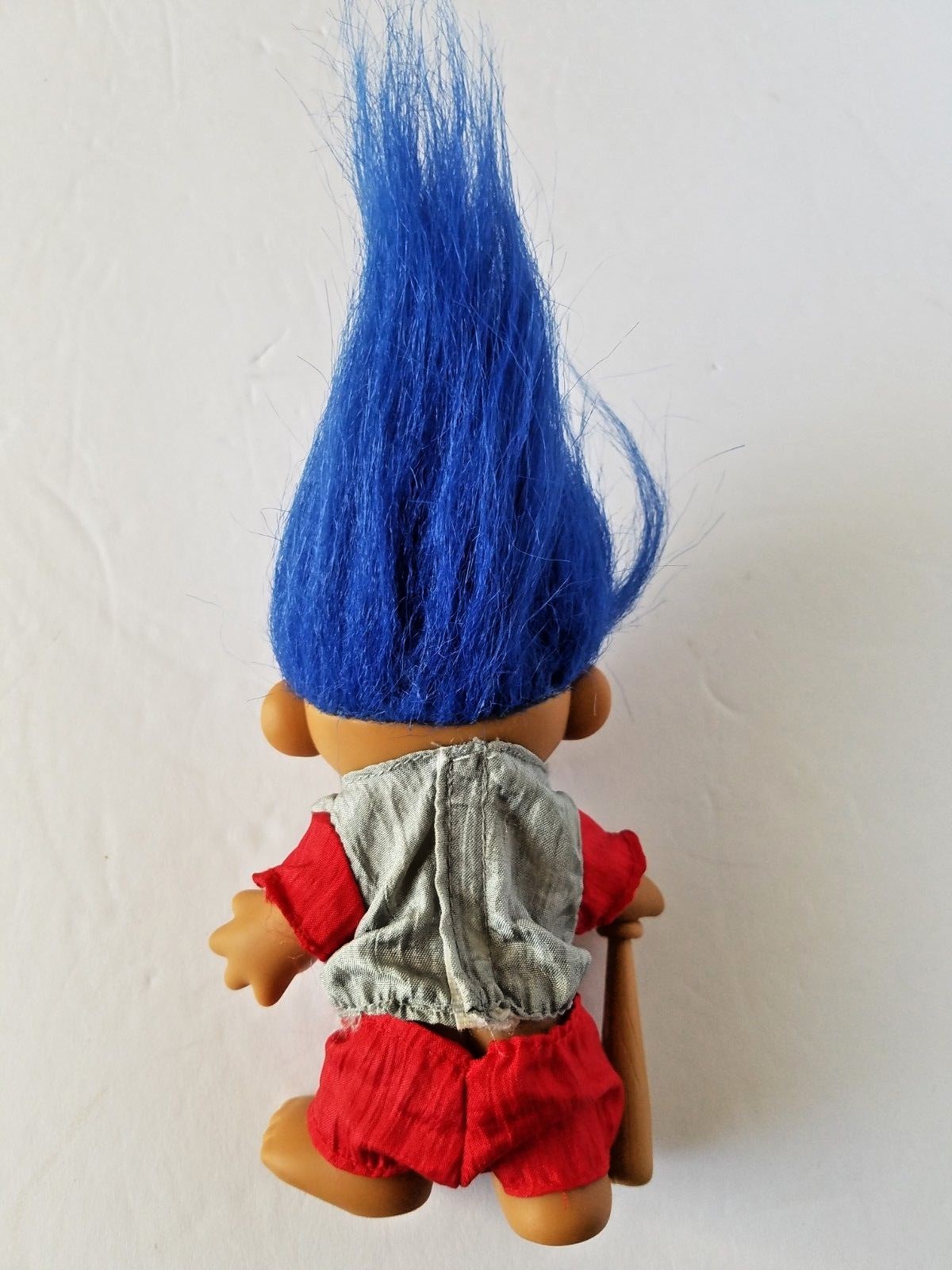 Phillies Troll Doll Ball & Bat Good Luck Sports Blue Hair 5 inches RUSS Vintage