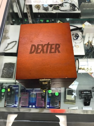 Dexter Showtime Slide Glass Blood Splatter Coasters with Wooden Box