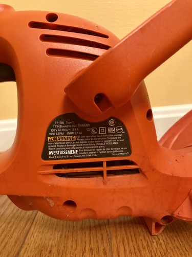 Black And Decker 17&rdquo; Hedge Trimmer TR1700 Type 1 - 120v AC Corded Electric