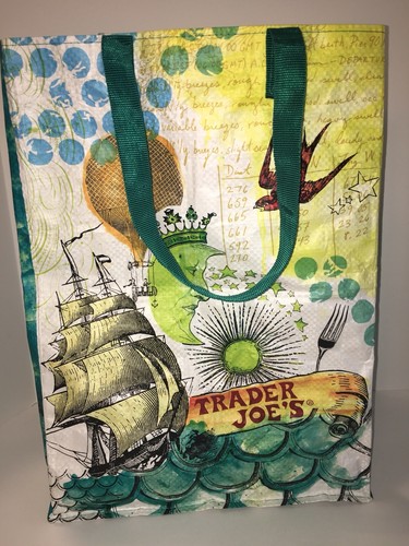 Trader Joe's Reusable Market Shopping Bag Nautical 12x16x7