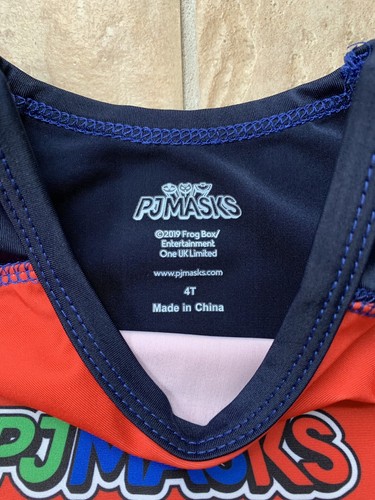 NWT PJ Masks Sz 4T Rash Guard Swim Shirt UPF 50+ Blue Red