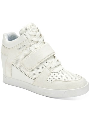 CALVIN KLEIN Женские белые спортивные кроссовки на платформе 1/2 дюйма Frances Wedge 10 M