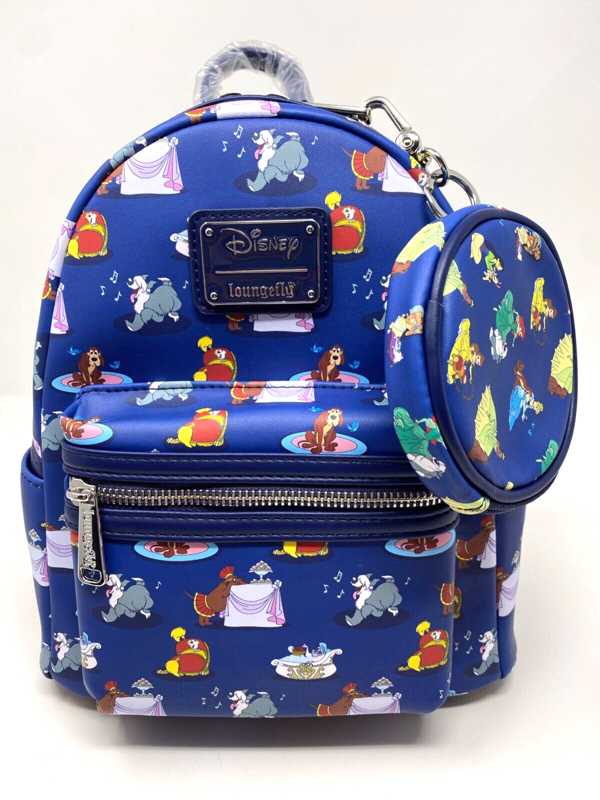 NWT! Loungefly Disney Princess Dogs AOP Mini Backpack & Coin