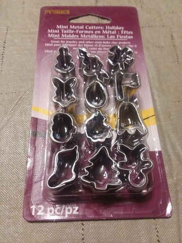 Sculpey Premo! Mini Metal Cutters Polymer Clay 12 Holiday shapes and repel gel