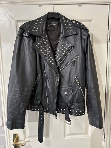 Mens Unicorn London Studded Genuine Leather Jacket Size