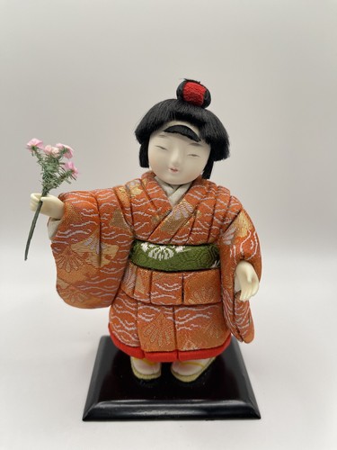 Japanese Mataro Doll Kimekomi Ningyo Kimono Figurine Wood