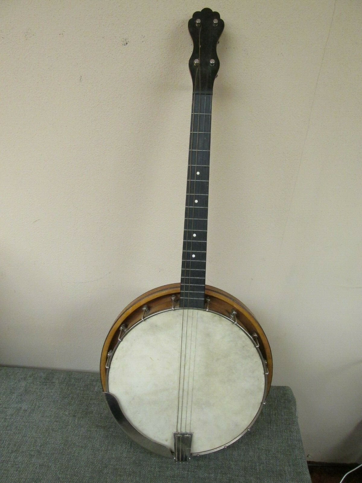 Vintage Tenor 4 String Banjo (Unmarked) Bird's Eye Maple Resonator