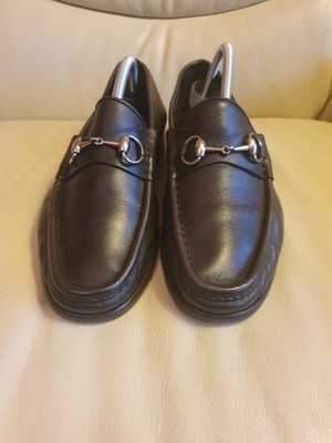 Gucci Mens Brown Shoes Silver Horsebit 
