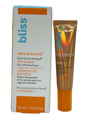 *Bliss Rest Assured Dark Circle & Depuff Eye Cream(15ml/0.5fl)New As Seen In Pic