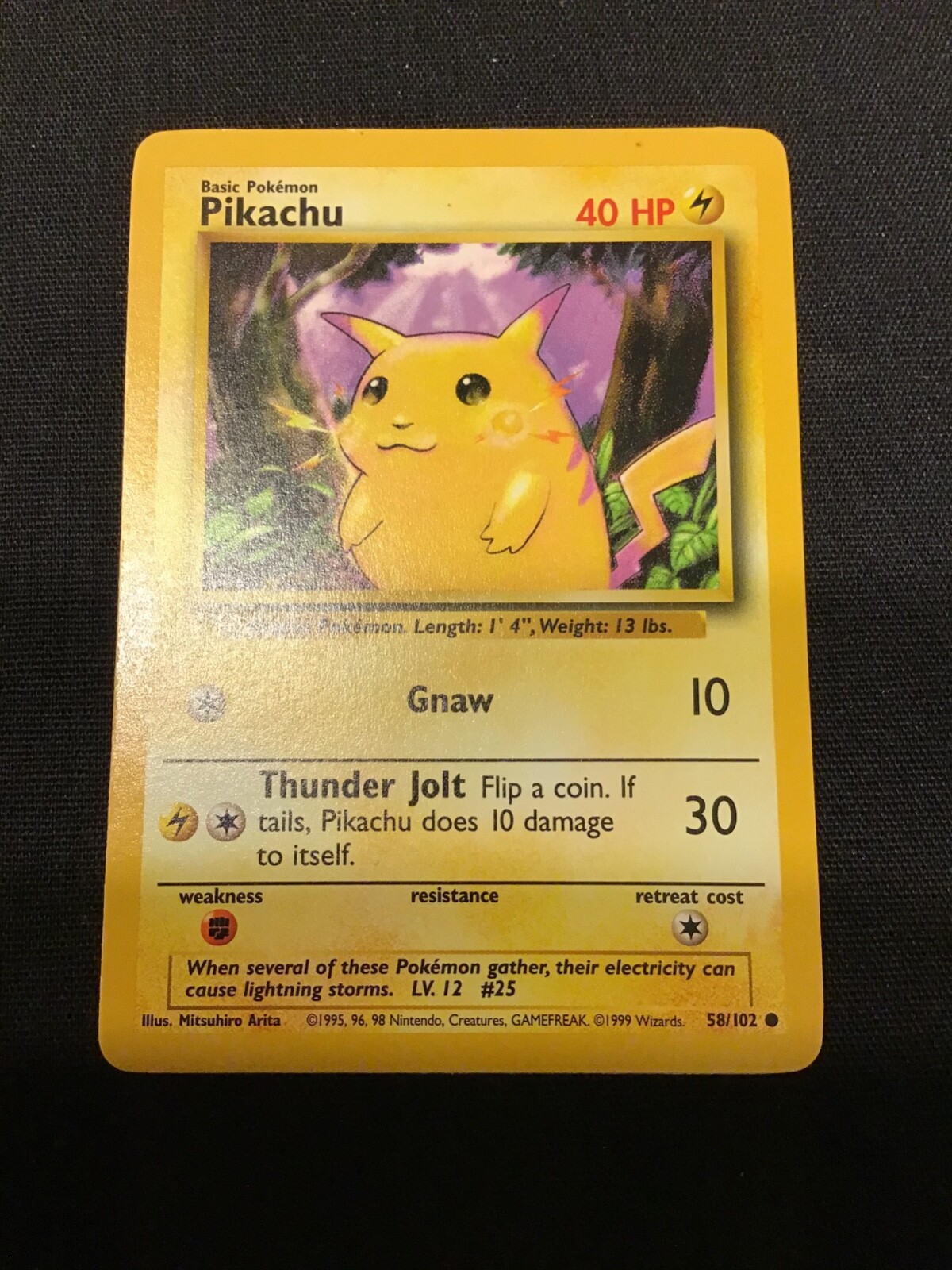 Pikachu yellowcheekピカチュウ 英語版 base set 2 Pikachu 58/102 Base Set Pokemon Card (Yellow Cheeks) WOTC In