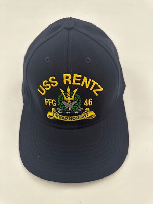 New The Corps USS Rentz FFG 46 Logo Blue Fitted Baseball Cap Hat Size L/XL