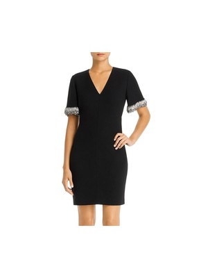 

Женское платье-футляр длиной выше колена с короткими рукавами ELIE TAHARI, Черный