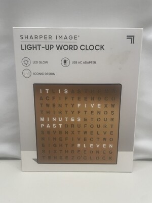 Sharper Image  LED Light-up Word Clock, 7.75'', Electronic Desk Clock