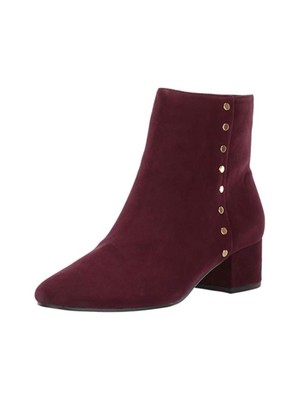 

LAUREN RALPH LAUREN Женские бордовые кожаные сапоги на блочном каблуке Wharton с заклепками, Burgundy, 802763543001