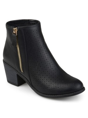 

JOURNEE COLLECTION Женские черные комфортные ботильоны Meleny с миндалевидным носком на блочном каблуке, Черный, MELENY BOOTIE