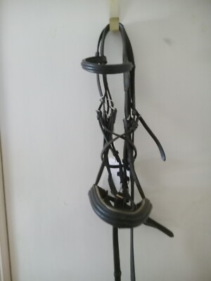 DRESSAGE BRIDLE DARK BROWN PADDED WITH WEBBED REINS...SENSATIONAL!!!
