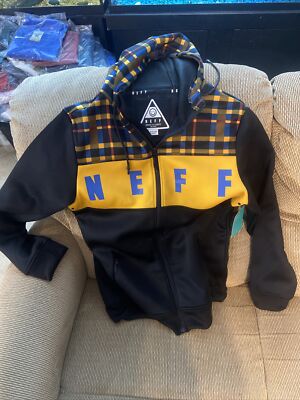 Neff Flint Shredder Full Zip Hoodie Sweatshirt M Black