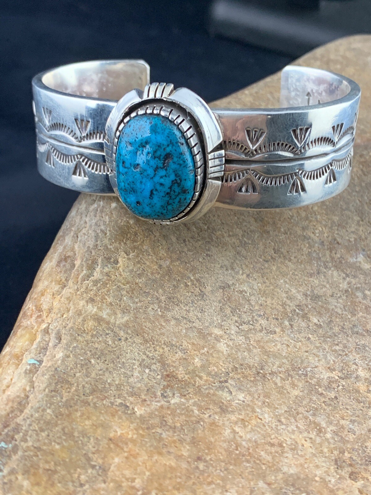 アクセサリー Vintage Navajo Turquoise Silver Bracelet Rare-Red-Mountain-Turquoise-