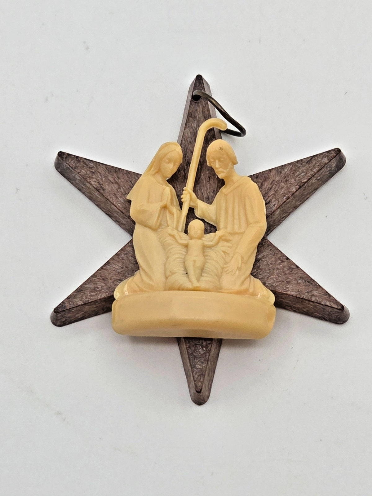  Vintage Plastic Holy Family on Star ornament - Italy
