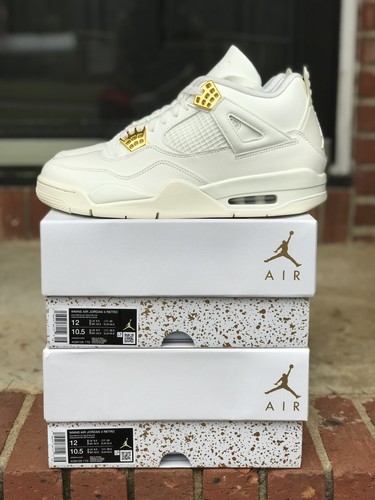 Pre-owned Jordan Size 12w / 10.5 M - Air  4 Retro Metallic Gold W In White