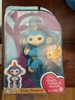Fingerlings Baby Monkey Boris Blue Interactive Toy WowWee In Package