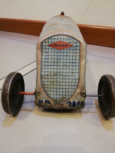 Fantastic INGAP TIN RACE CAR rare Grey Color 50 Cm 1930