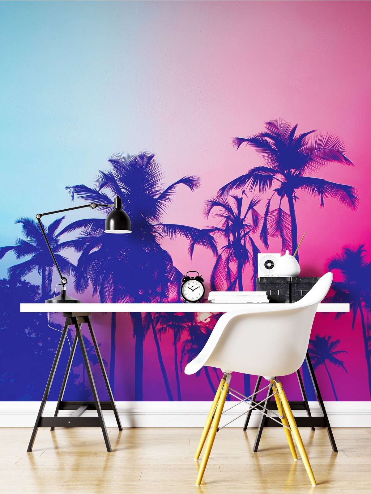 Miami Tropical Palm Tree Vice Color Wall Mural. Vivid Miami Vice Color. #6281