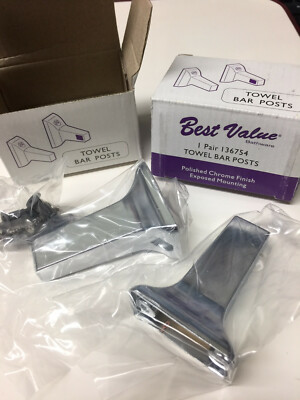 2 Pair Polished Chrome Towel Bar Posts 136754 with screws