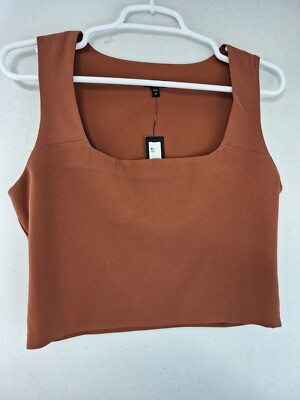 Express Women's Medium Bullion Square Neck Cropped Tank Top NWT $58 08639208