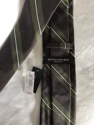 Banana Republic Tie 3 Inch - Striped Green Tones - New