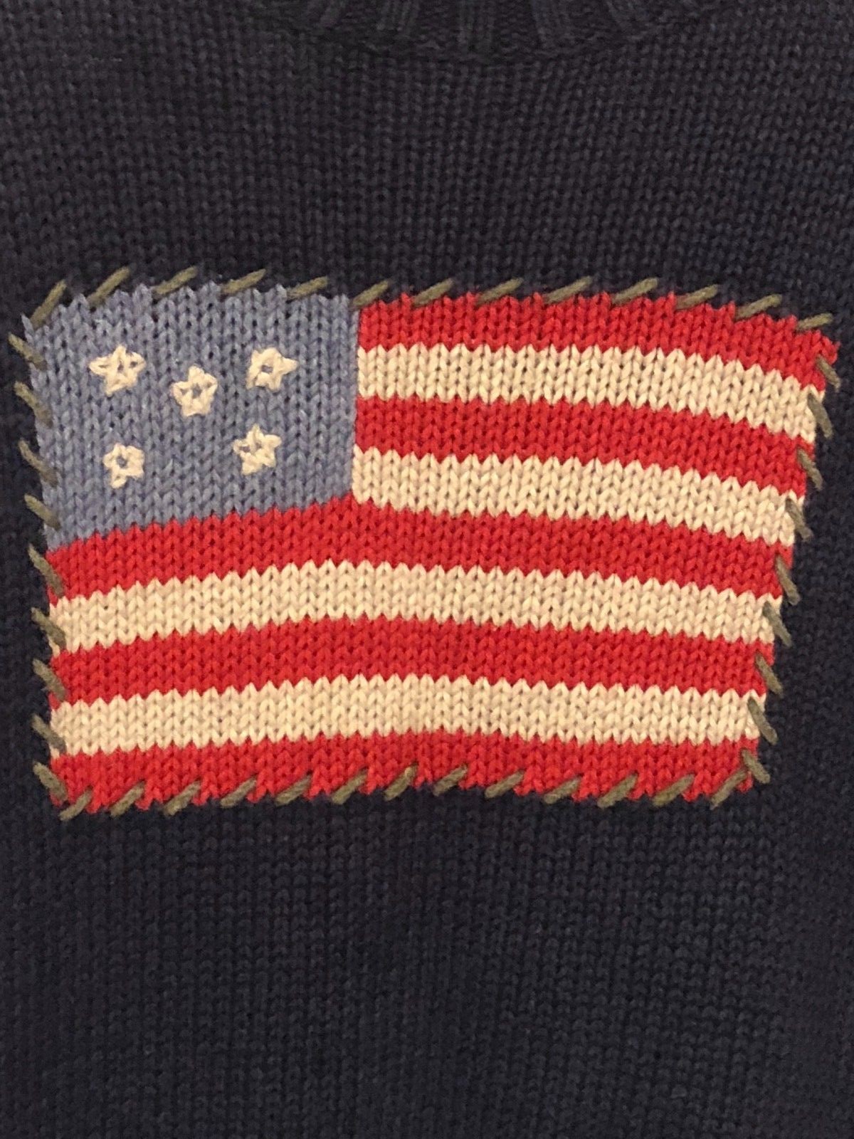 Kitestrings American Flag Long Sleeve Navy Blue Sweater Size 7  EUC  B6