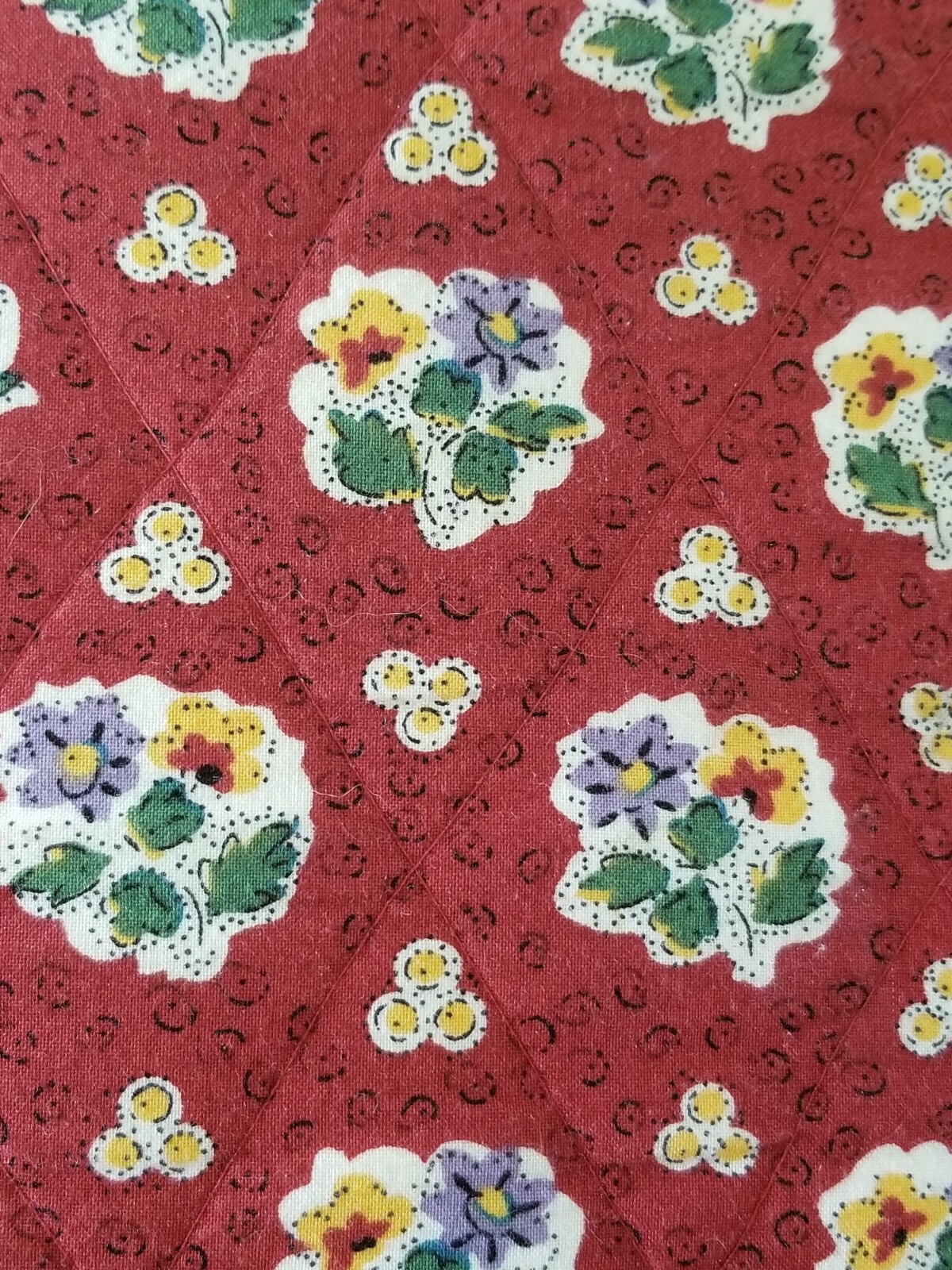 Beautiful Red Flowered Quilted Pillow Cover Hook and Loop Closure 19 X 19