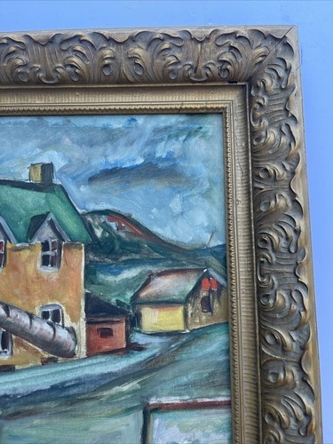 WPA STYLE REGIONALISM LANDSCAPE PAINTING INDUSTRIAL FACTORY OLD EXPRESSIONISM